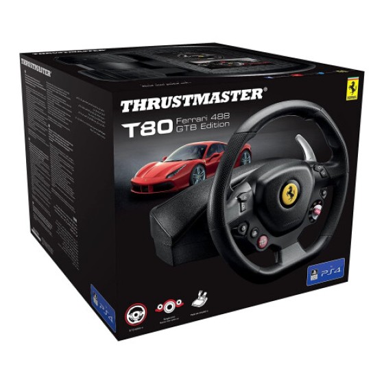Thrustmaster T80 フェラーリ 488 GTB エディション レーシングホイール（PS4、PC）PS5ゲーム対応